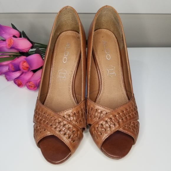 ALDO heels Genuine Leather size 36 Tan color